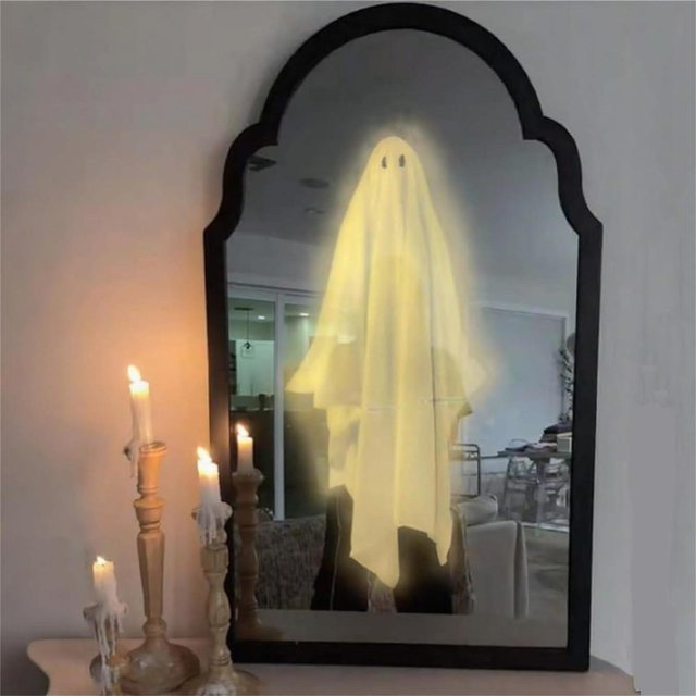LED-beleuchteter Halloween-Hologramm-Spiegel mit Augen als Hausgespenst in Schwarz von zhengfuzhihai für Innen und Außen - Bild 1