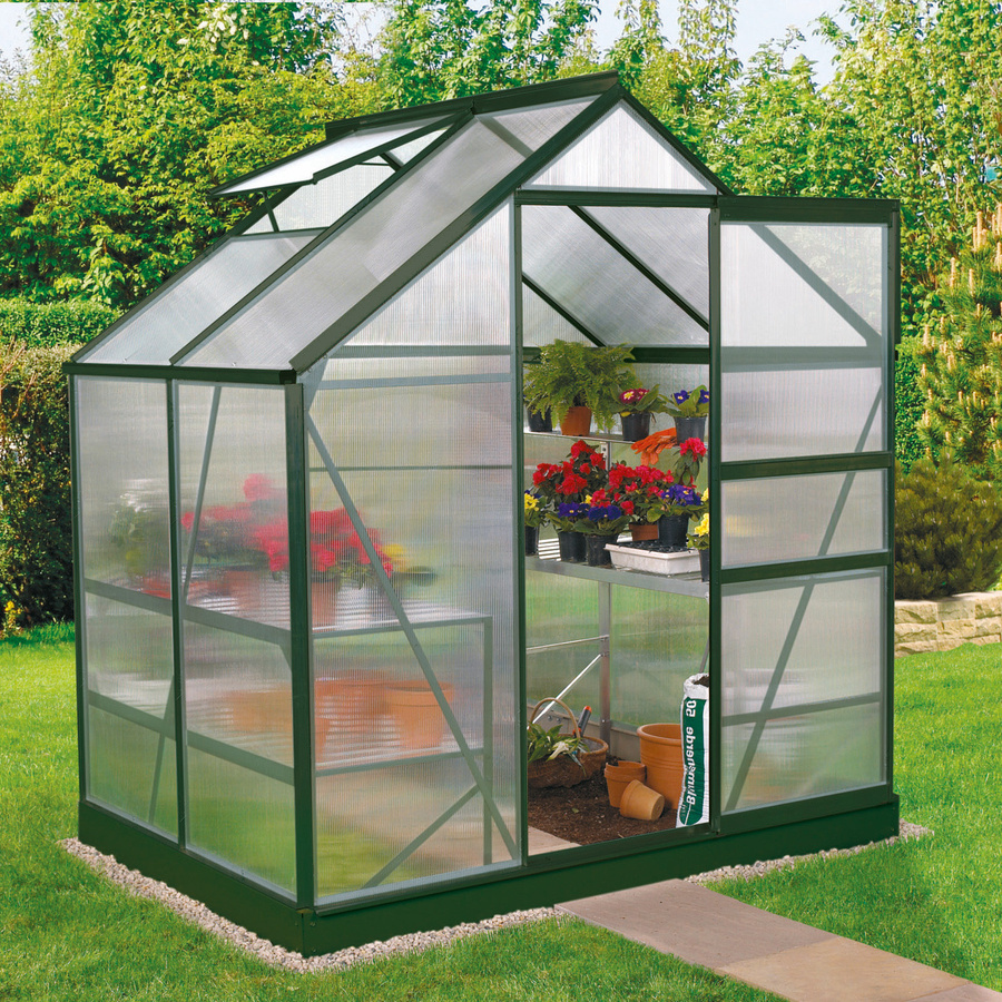 Vitavia Gewächshaus Planet 2500 mit Fundament und Polycarbonat-Platten in Smaragd, B: 195 cm, T: 131 cm, H: 207 cm - Bild 3
