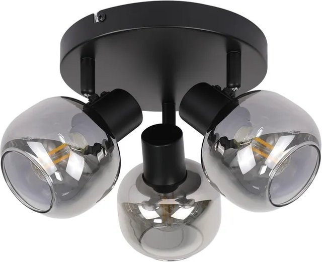 NETTLIFE Deckenleuchte L19 aus Metall und Glas in Schwarz, verstellbar mit E14 Fassung - Bild 1
