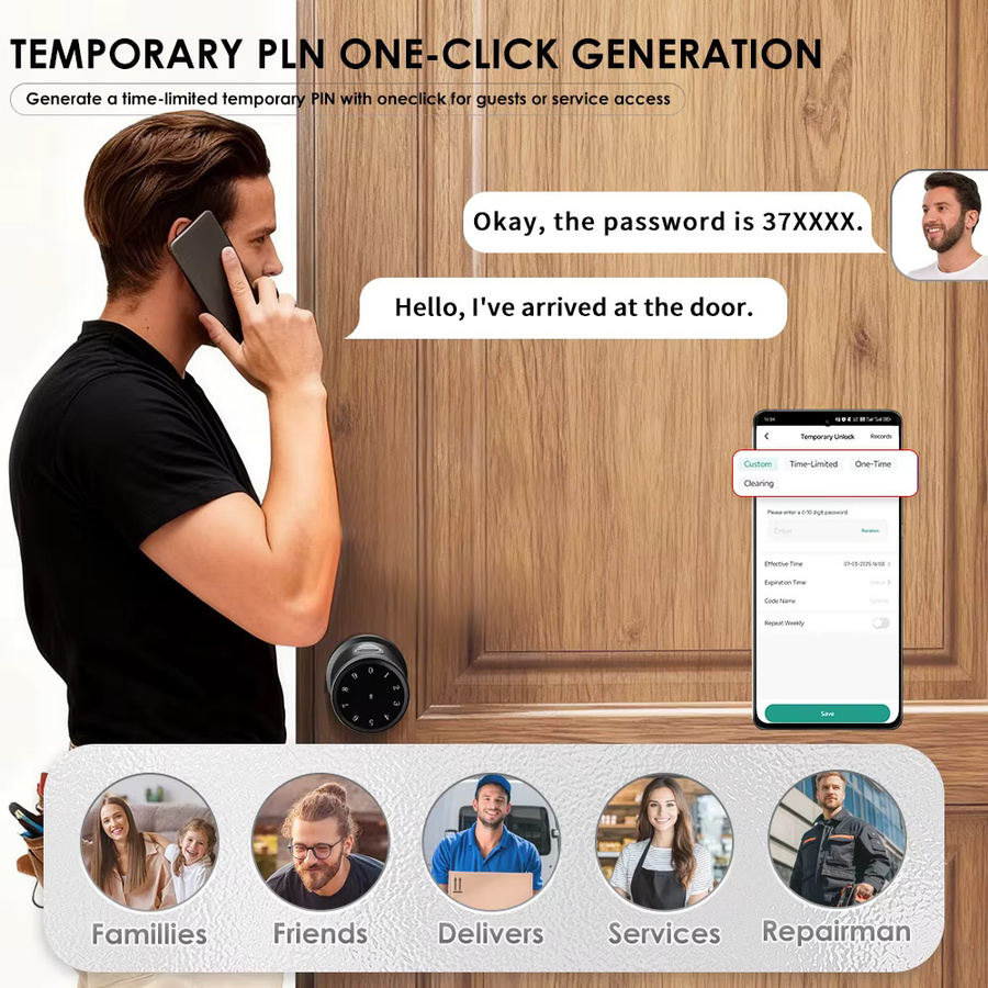 Tuya Smart Bluetooth Elektronisches Türschloss mit LED Touchscreen Tastatur in Schwarz - Bild 3