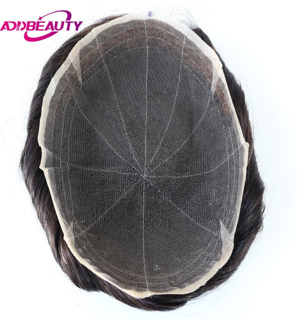 Addbeauty Herren-Kapillarprothese, Vollspitze-Toupet, indisches Echthaar - Bild 1