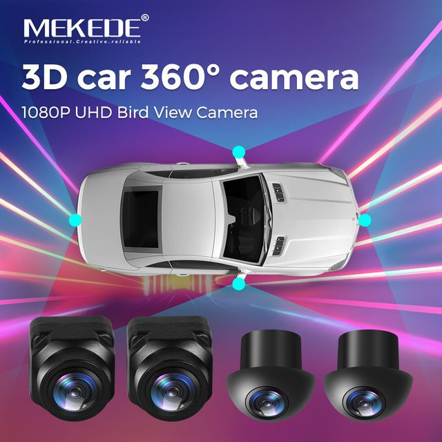 Mekede 360 Grad Panorama Rückfahrkamera Set mit 4 Kameras für Android Radio, Schwarz - Bild 1
