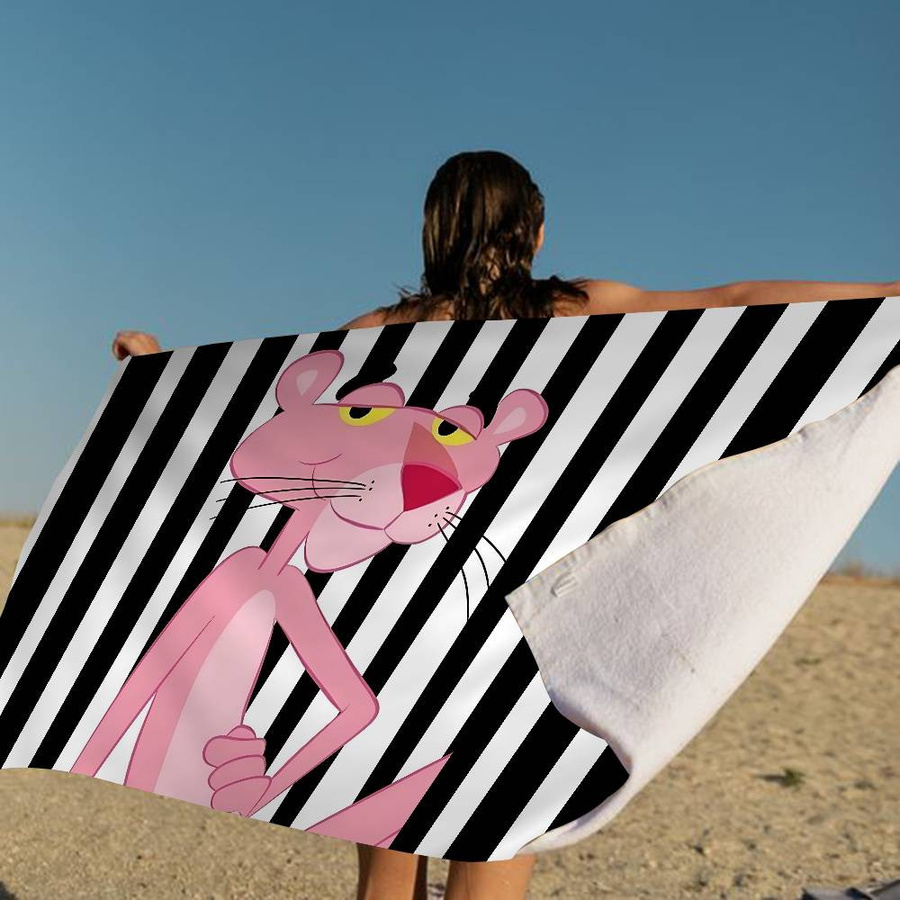 P-Pink P-Panther Mikrofaser Strandtuch, schnelltrocknendes Handtuch für Strand, Pool und Reisen, B: 30 cm, H: 60 cm - Bild 1
