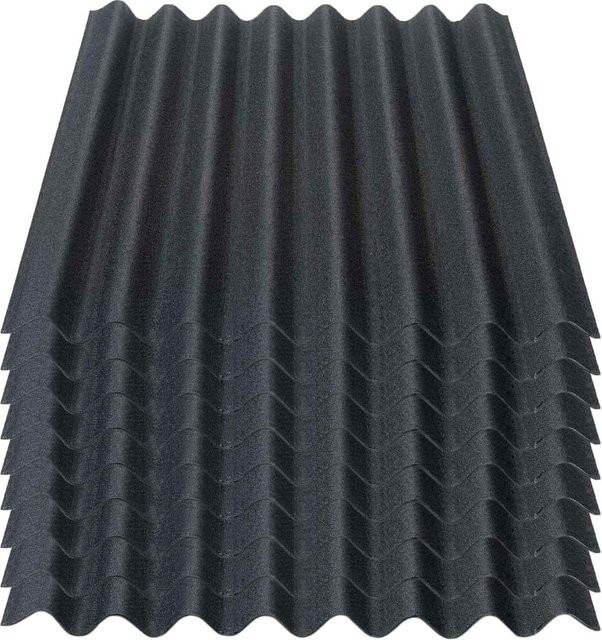 Onduline Easyline Bitumen-Dachplatte, 9er Pack, intensiv schwarz, B: 76,0 cm, H: 100,0 cm, Tiefe: 2,6 mm, Profil 95/38 - Bild 1