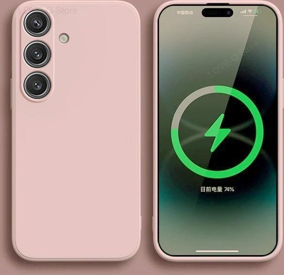 Samsung Flüssigsilikonhülle für Galaxy S24 S23 S22 Ultra Plus in Rosa - Bild 1