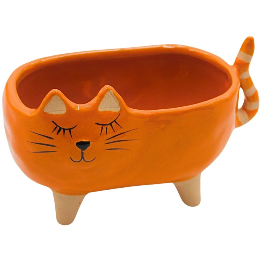 Dekohelden24 Keramik Übertopf mit Katzenmotiv in Rosa, B/T/H: 16 x 8,5 x 10 cm - Bild 1