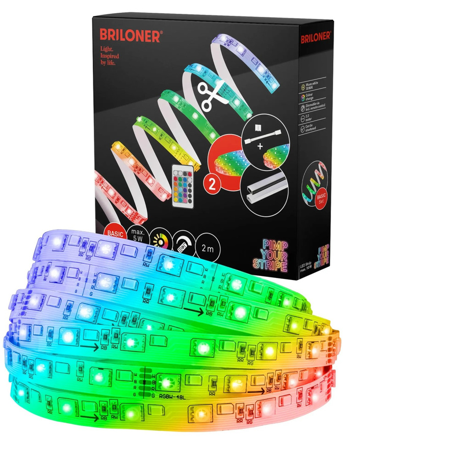 Briloner Pimp your Stripe LED-Band Starter-Set RGB/W mit Fernbedienung, Multicolor, 2 m - Bild 2