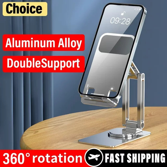 VIKEFON Schreibtisch-Handyhalterung für iPhone und Samsung, flexibel und zusammenklappbar, verstellbarer Smartphone-Ständer in Grau und Silber - Bild 1