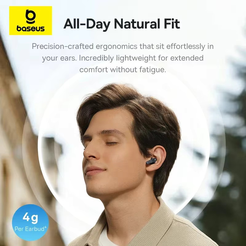 Baseus Bass BS1 Wireless Earbuds in Schwarz mit Adaptive ANC, Bluetooth 6.0, LDAC Hi-Res Audio und 6-Mic AI ENC - Bild 3