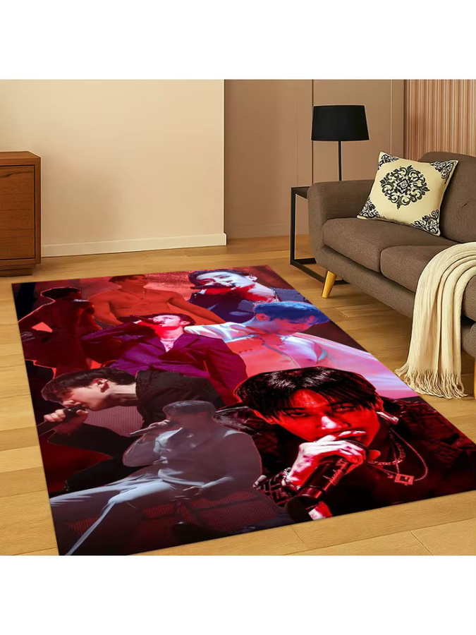 Potdemiel Bang Chan Kpop Stray Kids Weicher Teppich, Rutschfeste Bodenmatte für Schlafzimmer, Wohnzimmer und Kinderzimmer, Mehrfarbig, Rechteckig - Bild 2