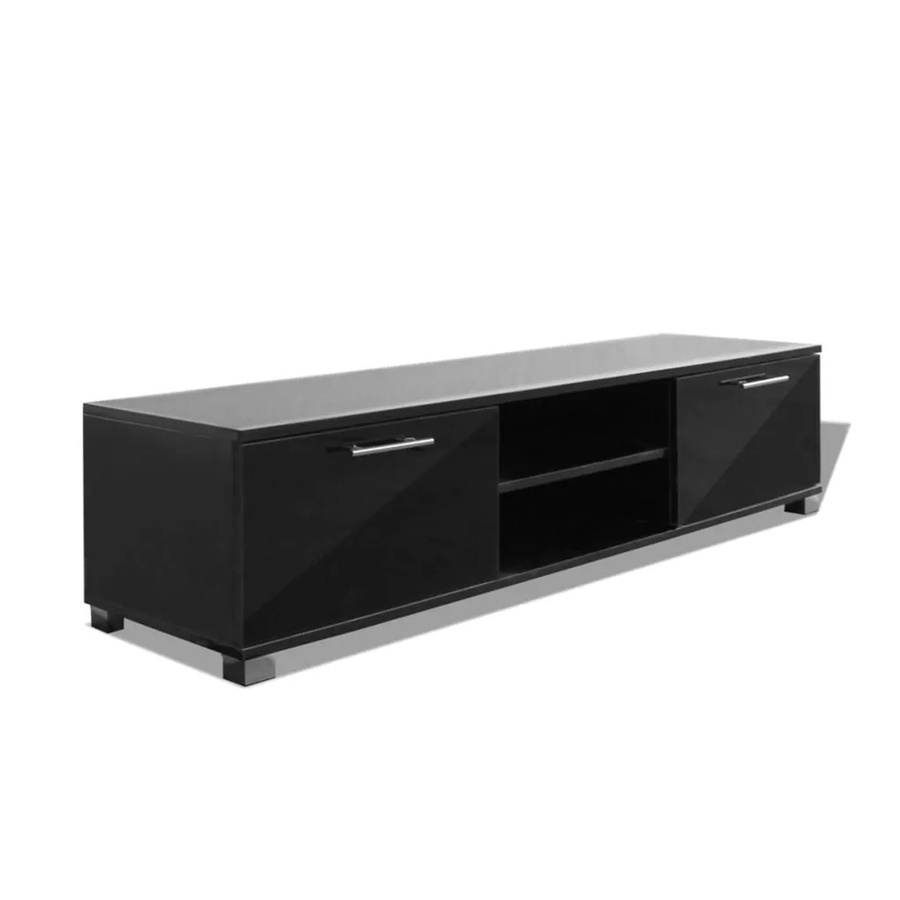 vidaXL TV-Schrank modern in Schwarz Hochglanz mit Medienfächern B/T/H: 120 x 40,5 x 35 cm - Bild 2