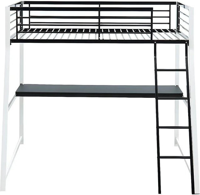 Vente-unique Hochbett Malicia aus Metall in Schwarz-Weiß B/T/H: 90 x 190 x 200 cm - Bild 1