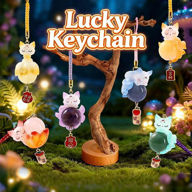52TOYS Neuer Tushan Neun-Schwänziger Fuchs Naturkristall-Anhänger, Überraschungsbox, Schlüsselanhänger - Bild 1