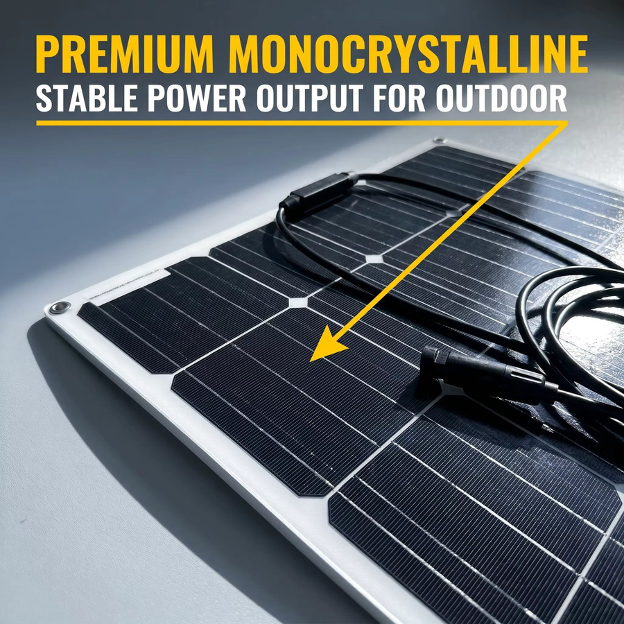 JINGYANGPV 100W PET Flexibles Monokristallines Solarmodul Tragbares Solarladegerät in Schwarz für Wohnmobile Camping Yachten und Outdoor-Batterieversorgung - Bild 4