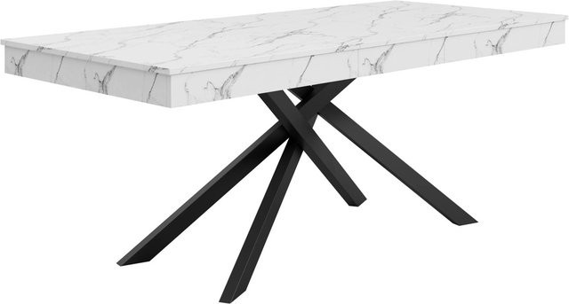 okwish Ausziehbarer Esstisch in Weiß für Esszimmer, Küche oder Wohnzimmer, modern, B/T: 140 x 80 cm bis 180 x 80 cm - Bild 1