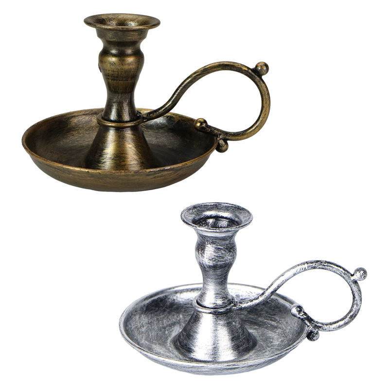 Homyl Retro Kerzenhalter aus Metall im Vintage-Stil für Tafelkerzen, Silber und Mehrfarbig - Bild 1