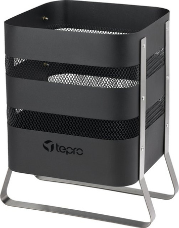 Tepro Design Feuerkorb Milburn Feuerstelle in Schwarz und Edelstahlfarben mit Ascheauffangschale und Schürhaken, Höhe: 49,5 cm