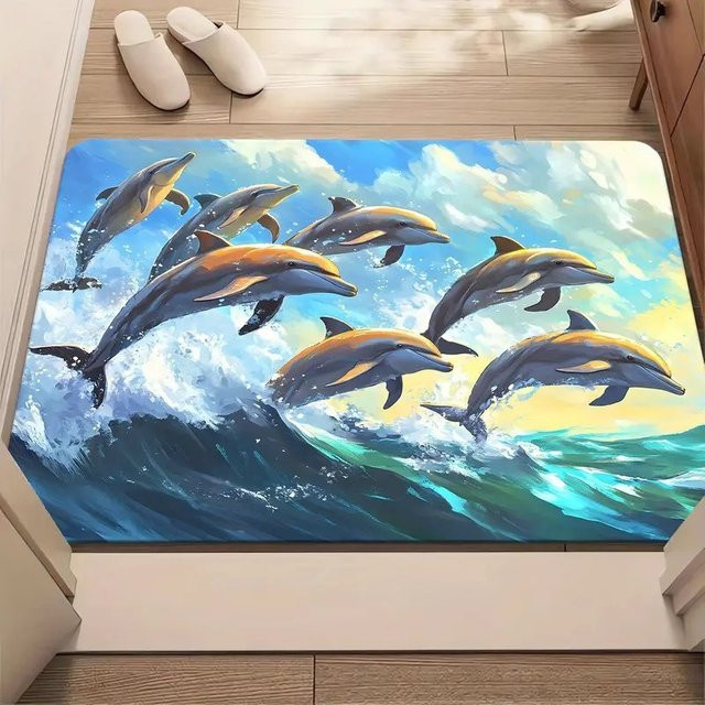 VIKAMA Fußmatte Ocean Entrance mit nautischem Grafikdesign in Blau, schmutzabweisend und verschleißfest - Bild 1