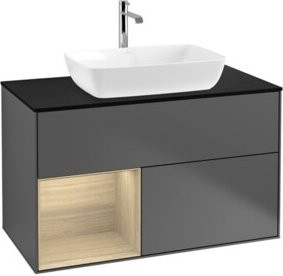V&B Waschtischunterschrank Finion 100 mit Wandbeleuchtung in Anthrazit, B/T/H: 100 x 50,1 x 50,1 cm - Bild 1