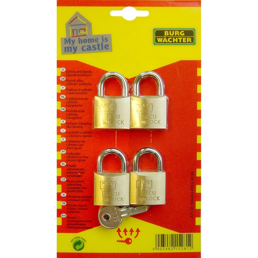Burg Wächter Vorhangschloss-Set Quadro 405 30 SB in Gold oder Silber mit Schlüssel - Bild 2