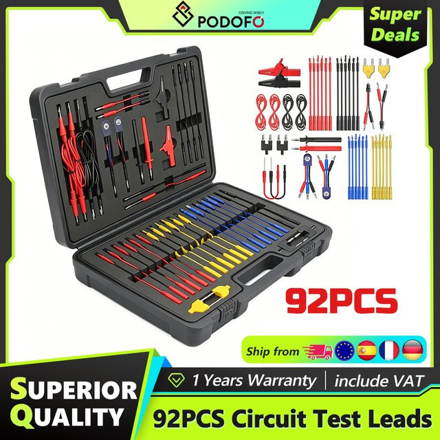 Podofo 92-teiliges Kfz-Stromkreisprüfungs-Komplettset in Multicolor mit Multimeter-Sonden, Terminal-Testkit und Multifunktions-Elektrosonden - Bild 1