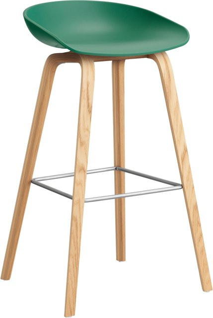 HAY About A Stool AAS 32 Hocker in Grün mit Eichenholz oder Walnussholz und Polypropylen - Bild 1