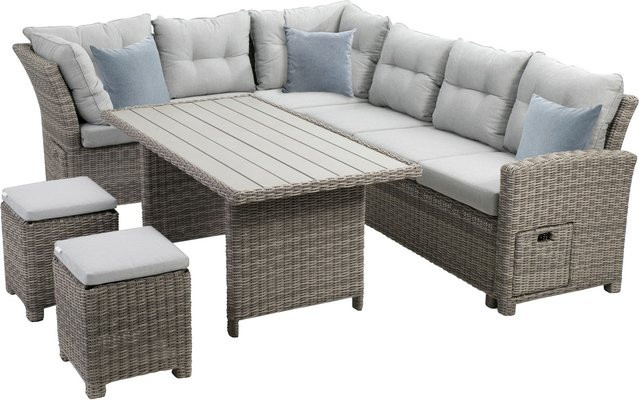 Greemotion Lounge-Set Malia, 5-teilig, halbrund, grau, Polyrattan und Aluminium - Bild 2
