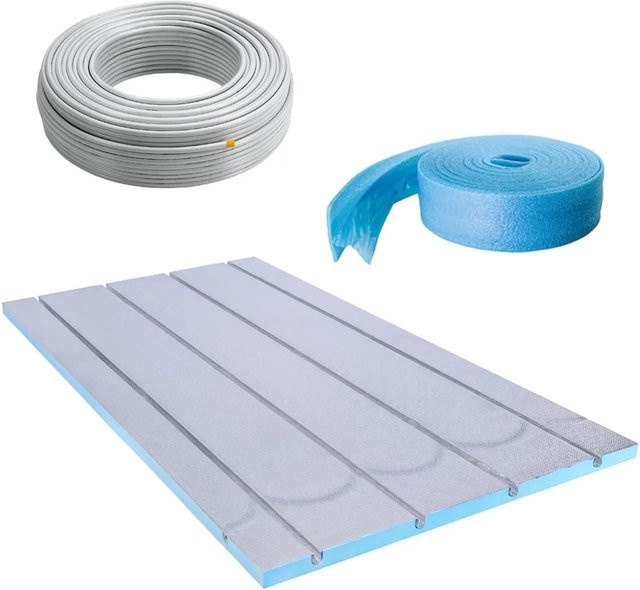 Belvit Fußbodenheizung Set für Trockenbau mit 60 m² Fläche, XPS Dämmung 25 mm und PE-RT Metallverbundrohr inklusive Randdämmstreifen - Bild 1