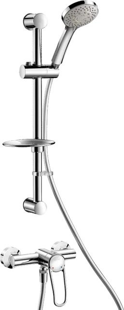 Delabie Duschsystem EHM 2739 Securitouch mit Einhebelmischer und Handbrause, Chrom, Wandmontage - Bild 1