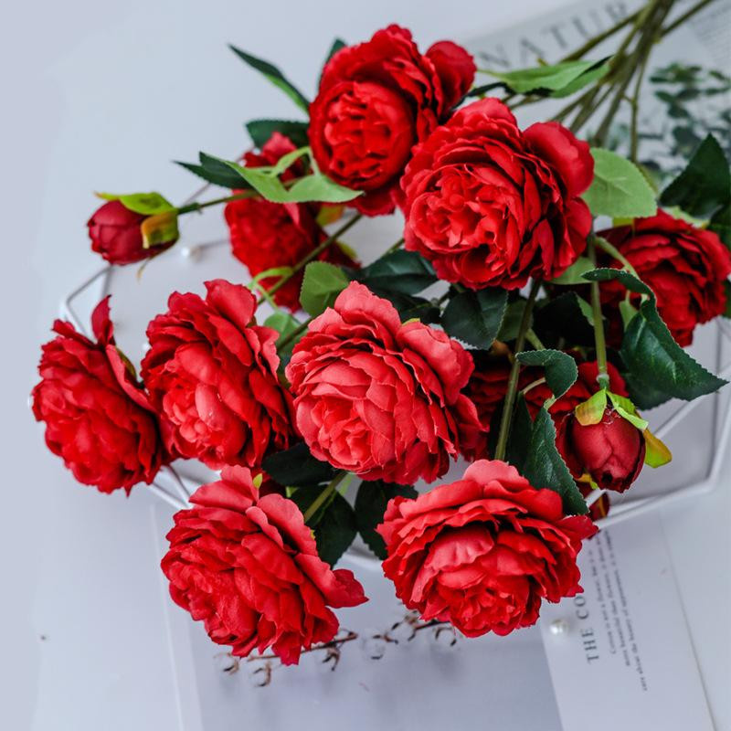 Charm Künstliche Pfingstrosen aus Seide für Hochzeit und Dekoration in Rosa, Weiß und Rot - Bild 2
