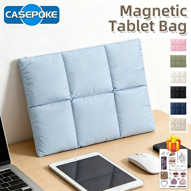 CASEPOKE Laptop-Hülle gesteppt und flauschig für MacBook Air und Pro, Blau - Bild 1