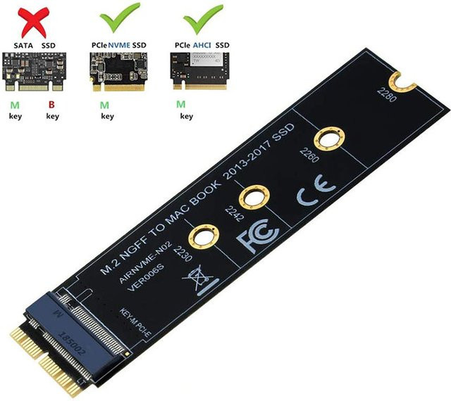 FTBTOC M.2 NVMe SSD Adapterkarte für MacBook Air und Pro, PCIe 3.0, Schwarz - Bild 1