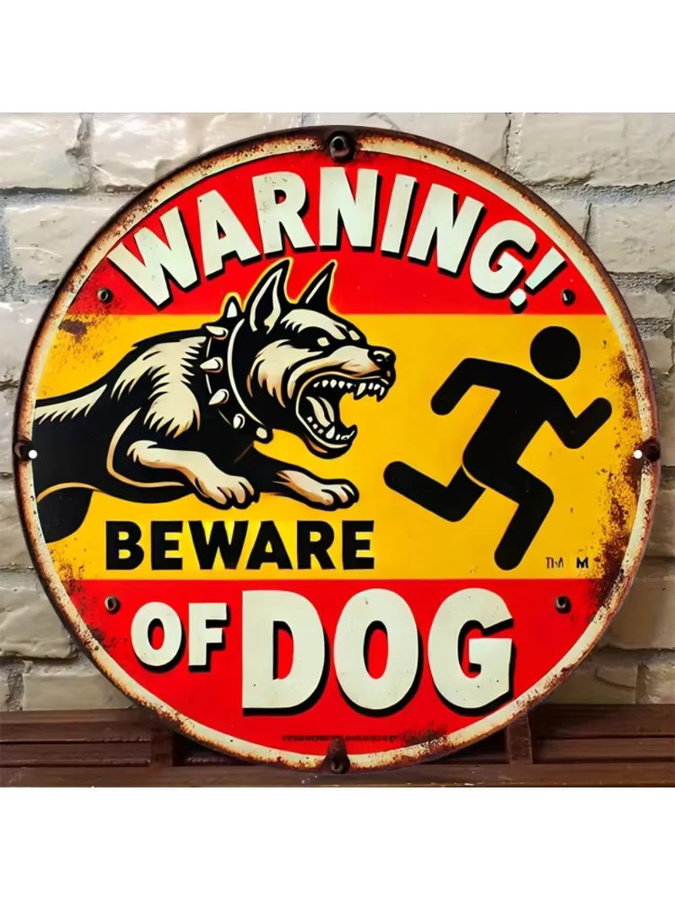 CIFBUY Vintage Vorsicht Hund Warnschild aus Aluminium für den Garten - Bild 5
