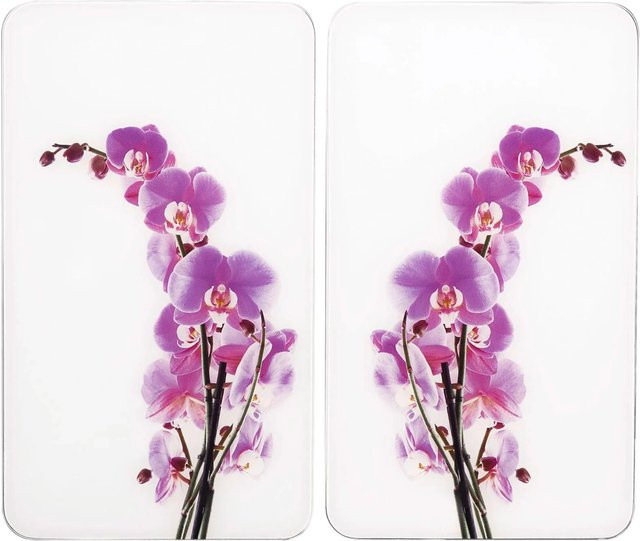 Wenko Herdabdeckplatte 2er-Set Orchideenblüte in Bunt für alle Herdarten - Bild 1