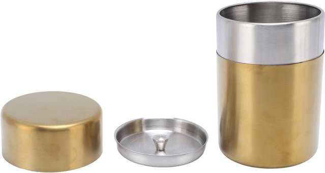 Feuchtigkeitsdichte Teedose aus Edelstahl von CosyHome in Gold und Beige für Tee, Kaffee oder Zucker - Bild 1