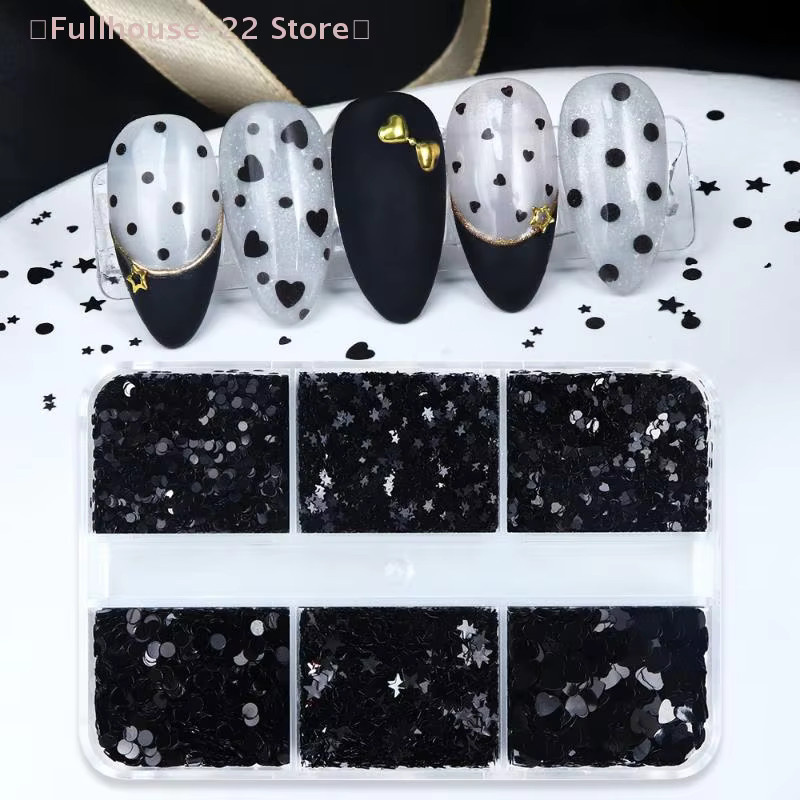 Heabety Nagel-Charms, schwarz, glänzend, Stern Herzform - Bild 2