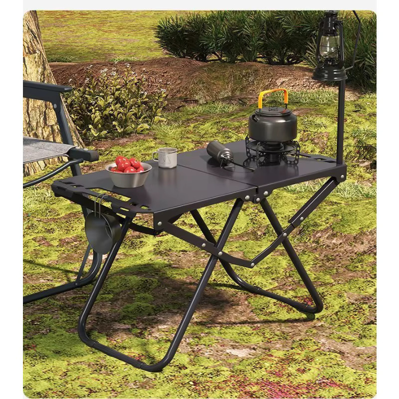 LIUSHADUOLA Outdoor Stapeltisch Schwarz Faltbarer Taktischer Campingtisch aus Metall für Picknick und Camping - Bild 1