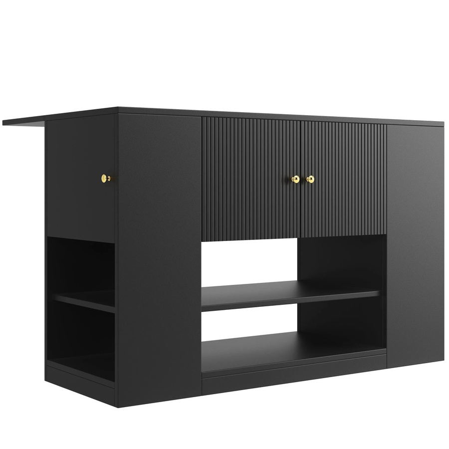 Merax Küchenschrank Sideboard in Schwarz mit Schubladen und Regalen, B/T/H: 140 x 40 x 90 cm - Bild 2