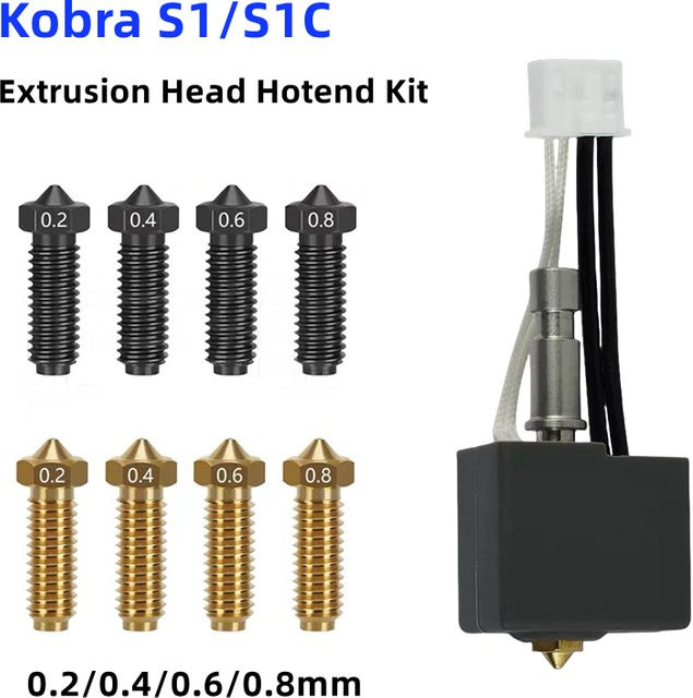 Anycubic Kobra S1 Hotend Kit mit Messing Düse für 3D Drucker Zubehör Gold - Bild 1