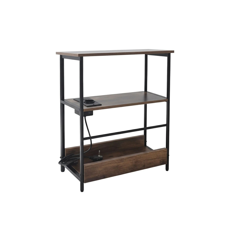 Relaxdays Beistelltisch im industriellen Look aus MDF und Eisen in Vintagebraun mit Steckdose und USB-Ports, B/T/H: 58 x 45 x 18 cm - Bild 2