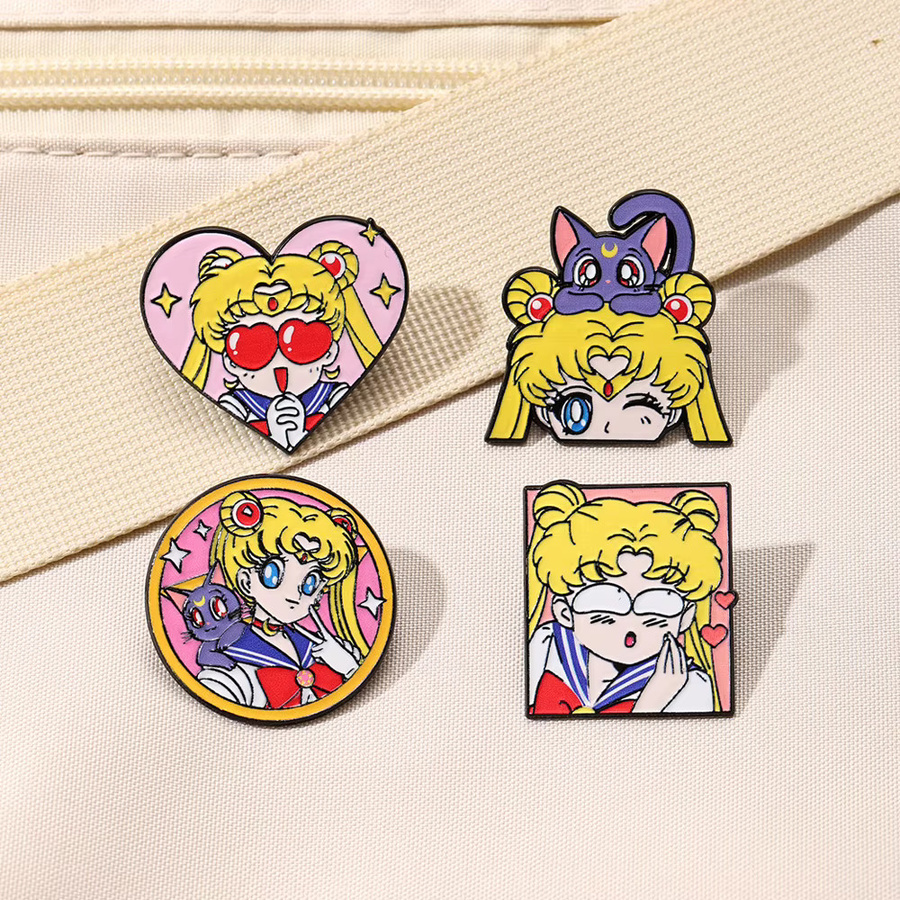 Bandai Emaille-Pins, Mond- und Herzform, Unisex - Bild 2