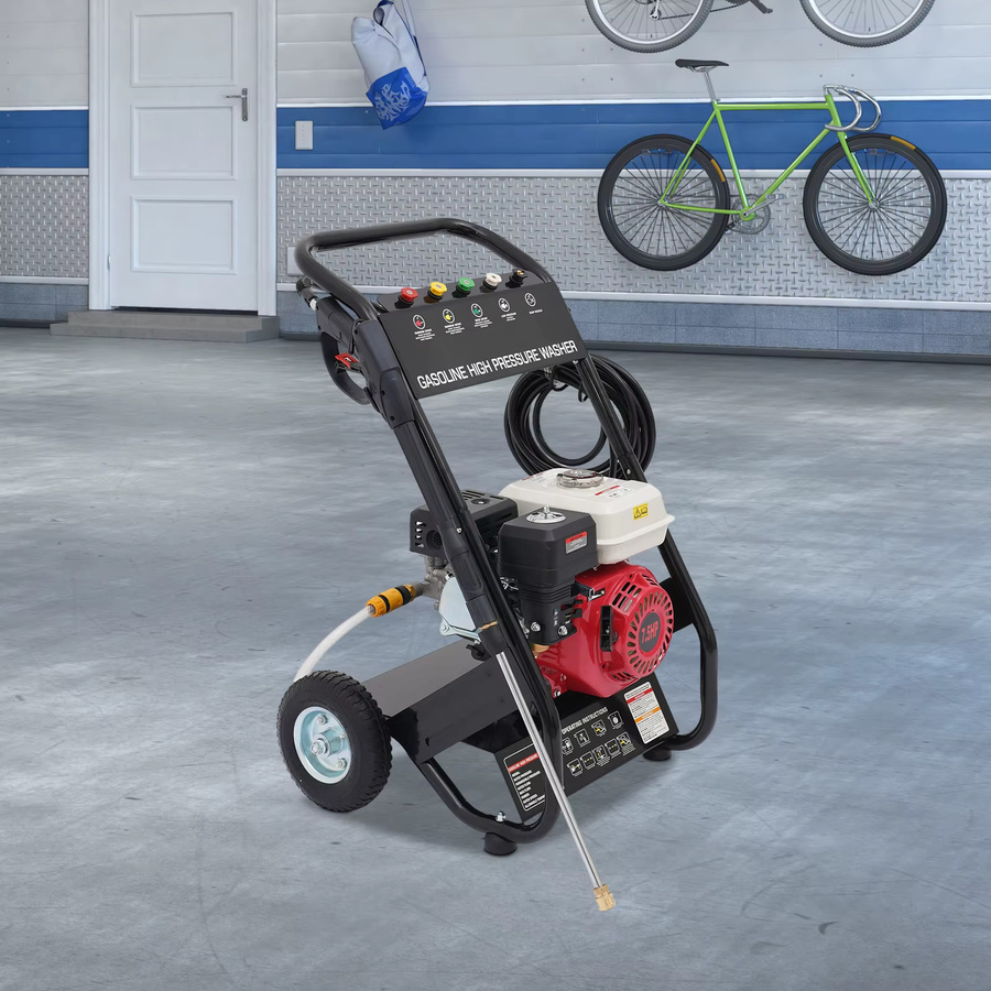 Bymaocar Benzin-Hochdruckreiniger mit 7 PS 4-Takt Motor, 170 bis 190 Bar Druck, Seifentank und 8-Zoll-Luftbereifung - Bild 3