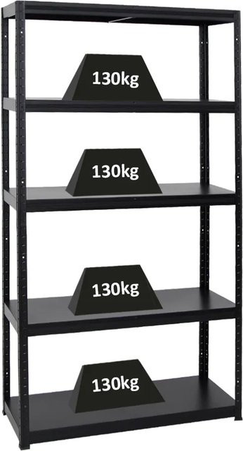 PROREGAL Schwerlastregal Steel Eagle in Schwarz mit verstellbaren Fachböden, H x B x T: 180 x 100 x 40 cm - Bild 1