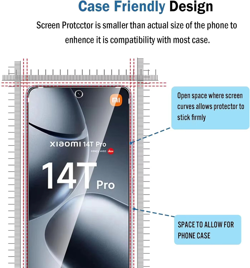 Xiaomi Panzerglas Displayschutz Transparent für Xiaomi 14T 13T 12T 11T Pro 15T 14 13 12 11 Lite 5G - Bild 3
