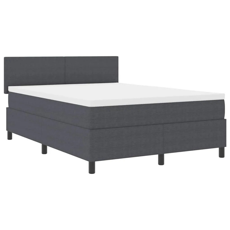 vidaXL Boxspringbett aus Cordstoff in Dunkelgrau und Weiß mit Taschenfederkern, B/T: 140 x 190 cm - Bild 2
