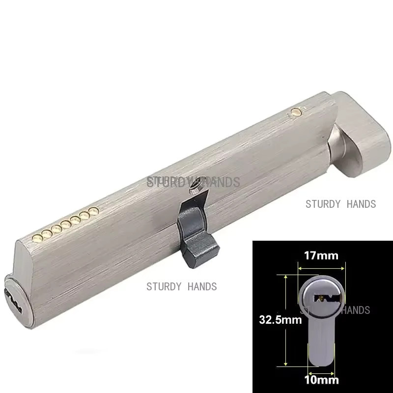 Sicherheitstür-Zylinder von STURDY HANDS mit asymmetrischer Messingkonstruktion, exzentrischem Schließkern und silbernem Aluminiumlegierungs-Knauf, Höhe: 32 mm - Bild 2