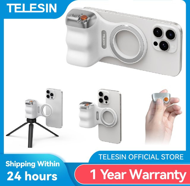 Telesin Magnetischer Smartphone-Handgriff mit Fernbedienung für iPhone, HUAWEI und SAMSUNG in Weiß - Bild 1