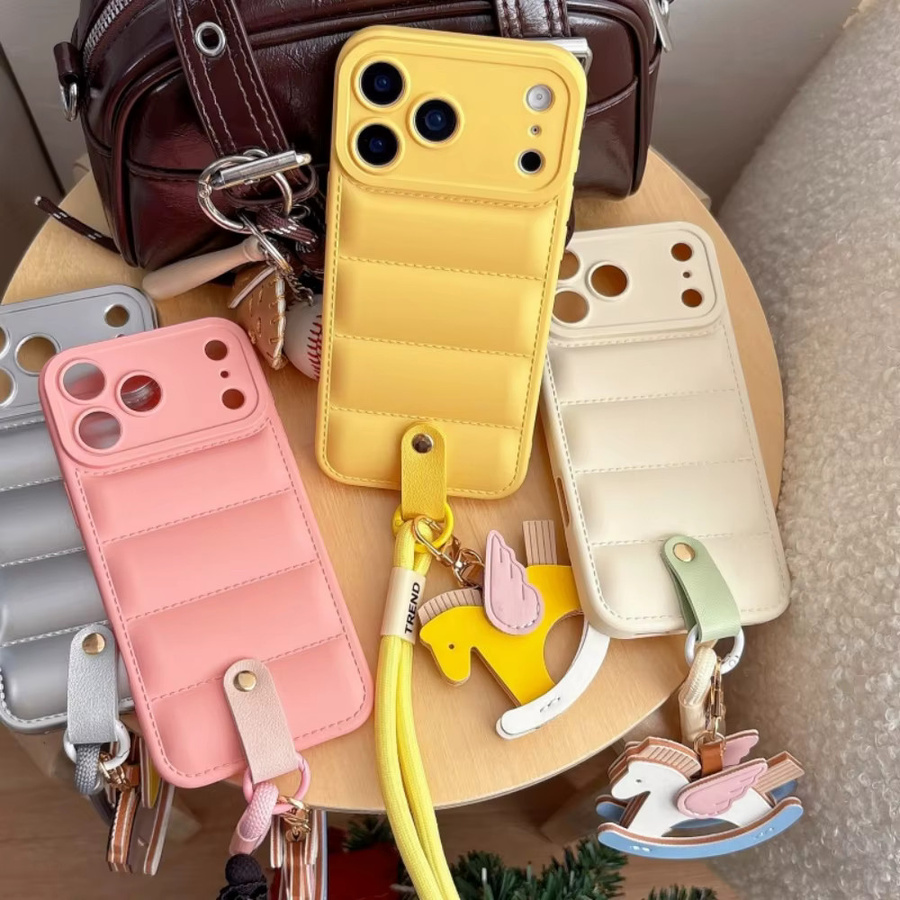 Loobival Cartoon-Pferd Handyhülle mit Handgelenkband für iPhone 11 bis iPhone 17 Pro Max, weiche TPU-Schutzhülle in Orange und Multicolour - Bild 2