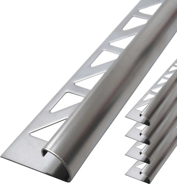 Dalsys Fliesenschiene Viertelkreis Edelstahl Gebürstet Silber B: 5 mm, L: 2,5 m, H: 8 mm - Bild 1