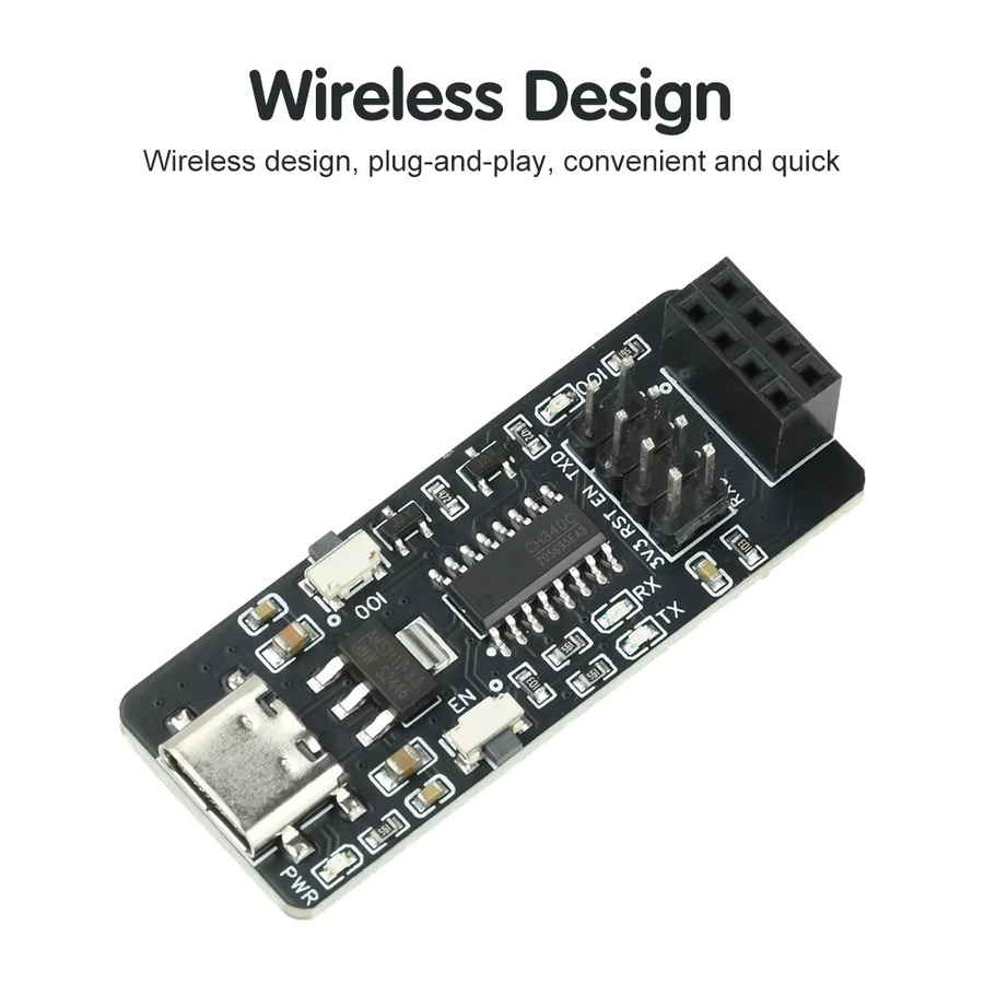 Aideepen ESP-01/01S ESP8266 Seriell zu WiFi Adaptermodul mit USB-C Schnittstelle, transparent/schwarz - Bild 2
